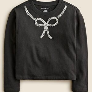Crewcuts Black Beaded Bow Kids Top